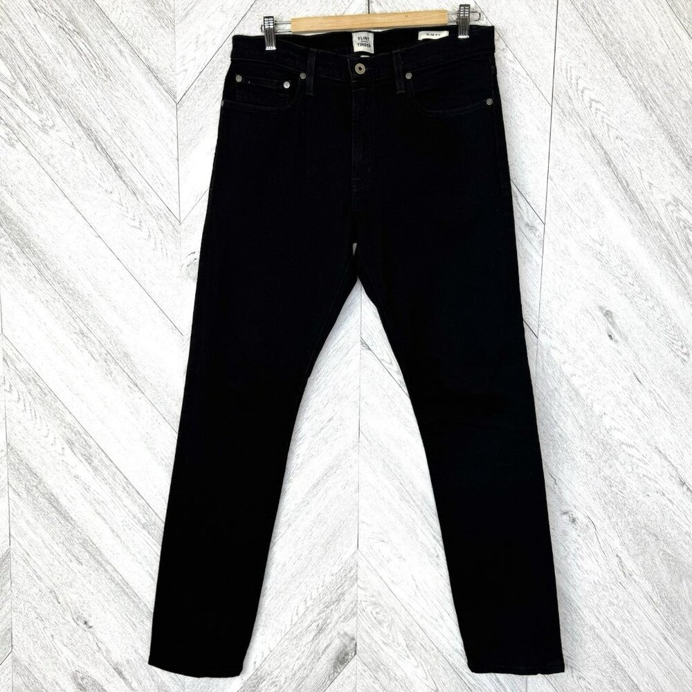 Flint And Tinder Slim Fit Tapered Denim Jeans Black Mens Size 32x32 Made in USA